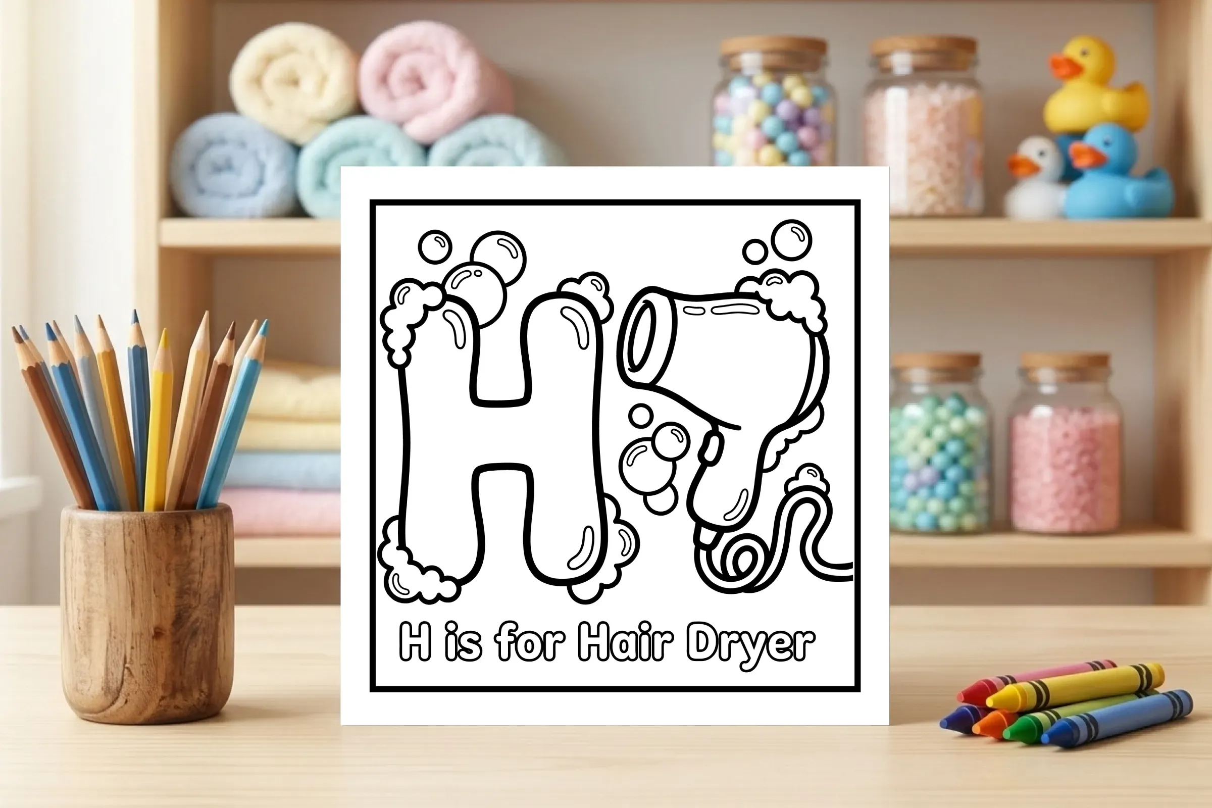 H is for Hair Dryer Alphabet Coloring Page