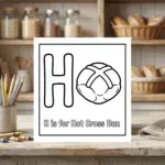 H is for Hot Cross Bun Alphabet Coloring Page
