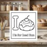 I is for Iced Bun Alphabet Coloring Page