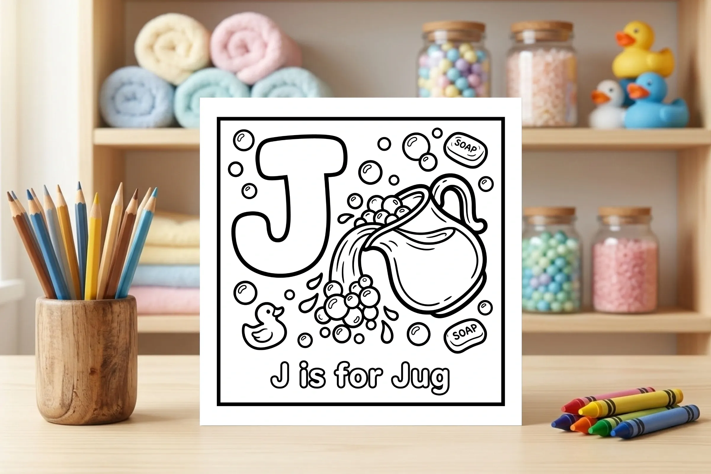 J is for Jug Alphabet Coloring Page