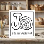 J is for Jelly Roll Alphabet Coloring Page