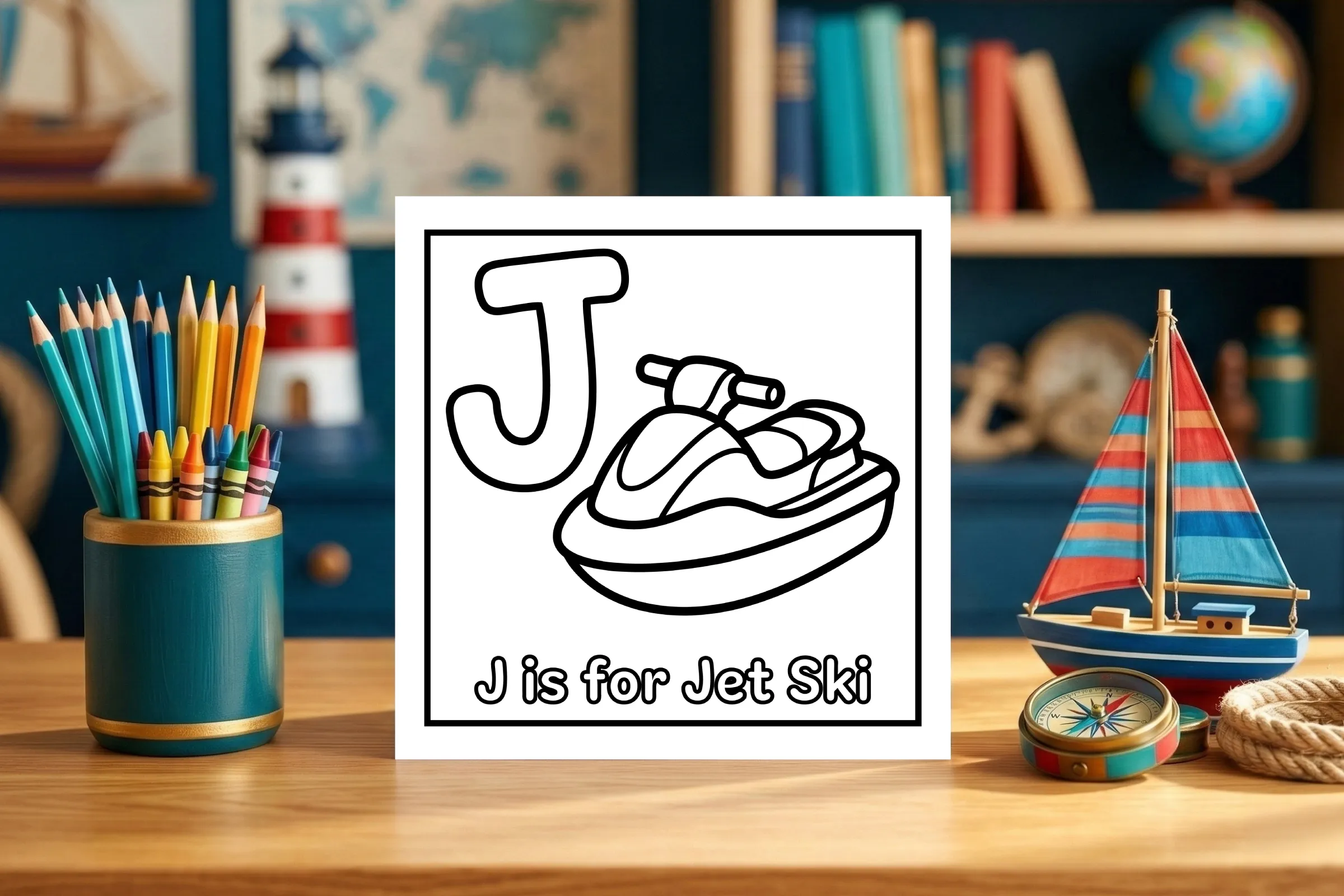 J is for Jet Ski Learning Worksheet