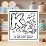 K is for Key Alphabet Coloring Page