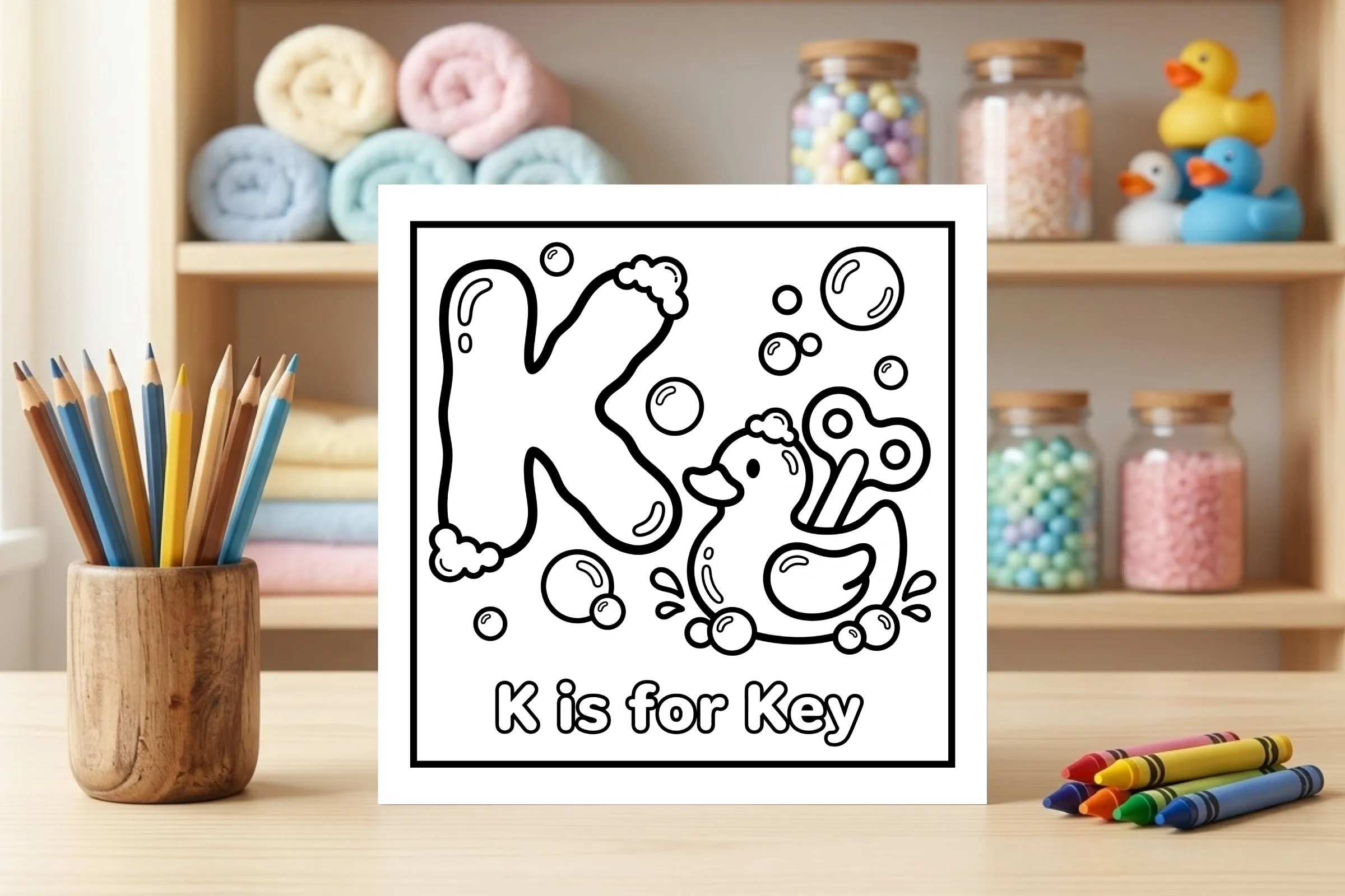 K is for Key Alphabet Coloring Page