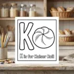 K is for Kaiser Roll Alphabet Coloring Page