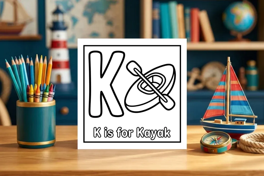 K is for Kayak Ocean Activity Sheet