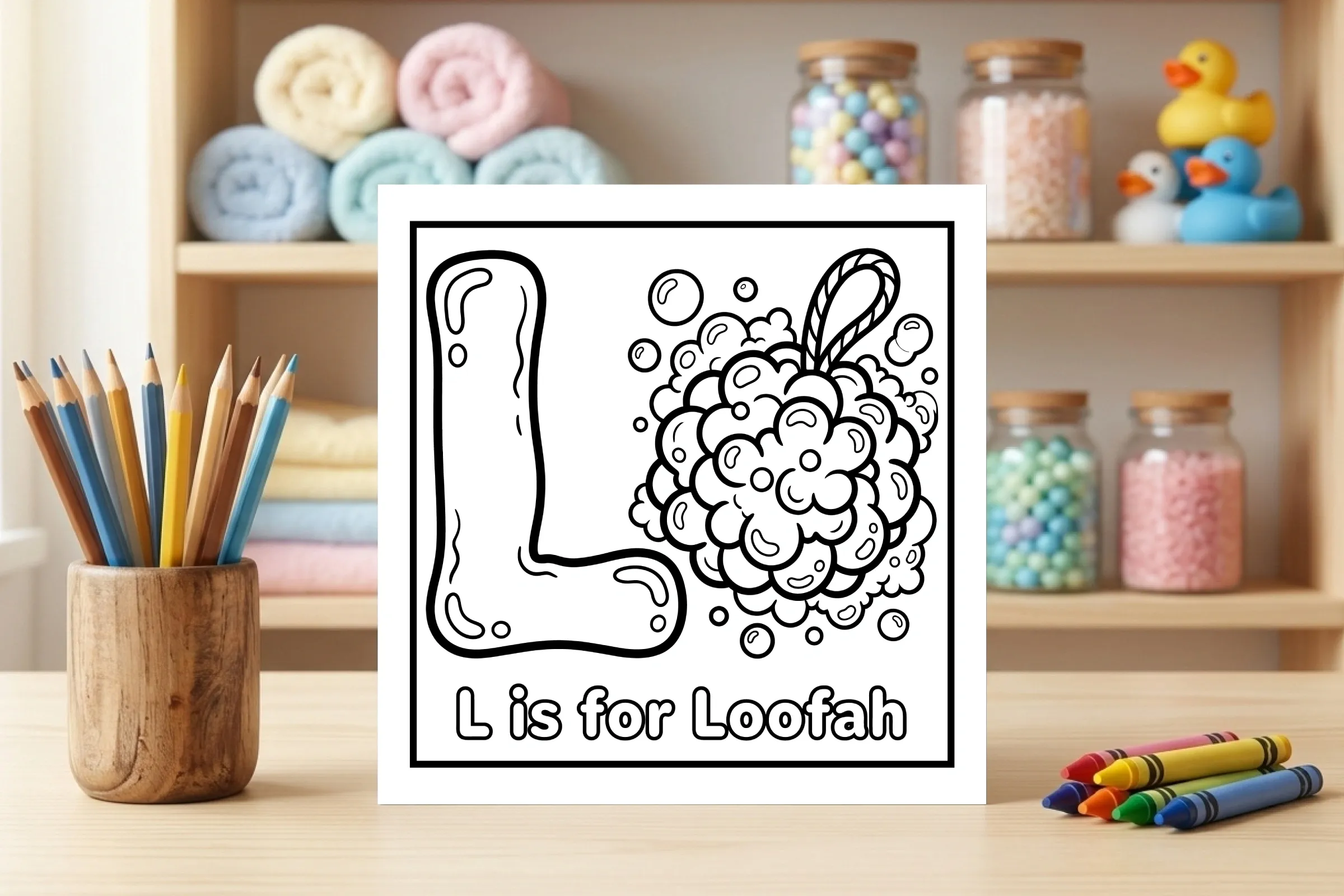 L is for Loofah Alphabet Coloring Page