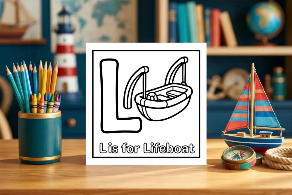L is for Lifeboat Rescue Boat Graphic