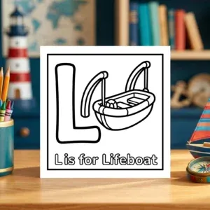 L is for Lifeboat Rescue Boat Graphic
