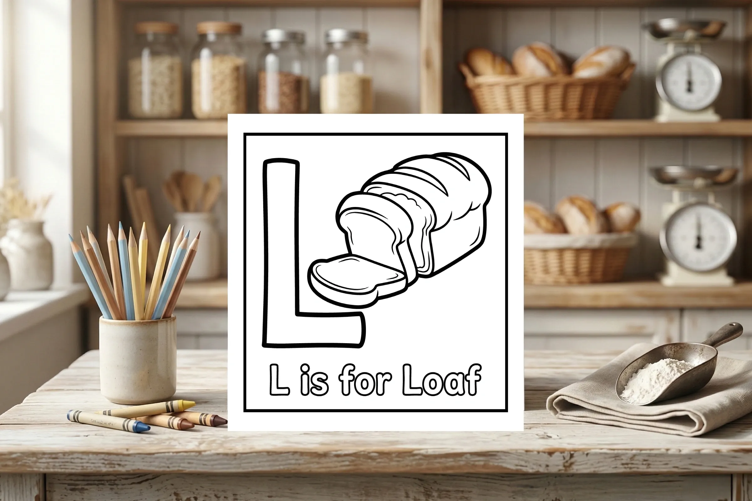 L is for Loaf Alphabet Coloring Page