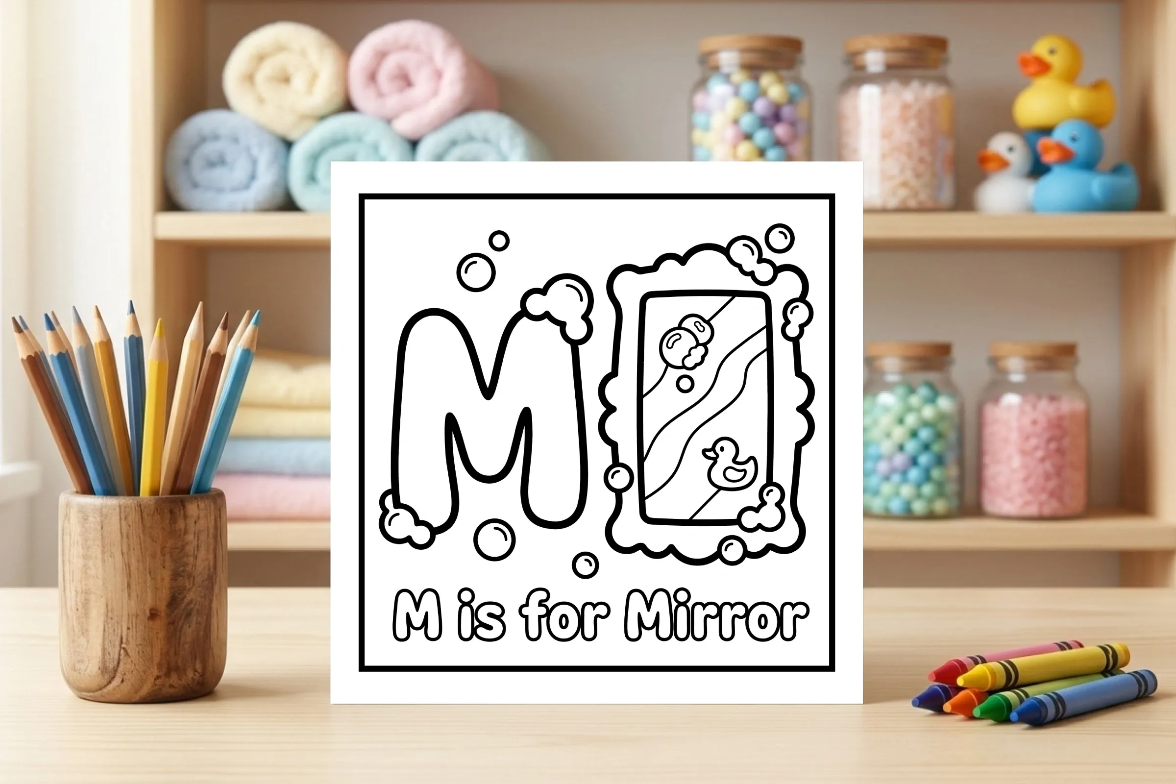 M is for Mirror Alphabet Coloring Page