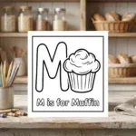 M is for Muffin Alphabet Coloring Page
