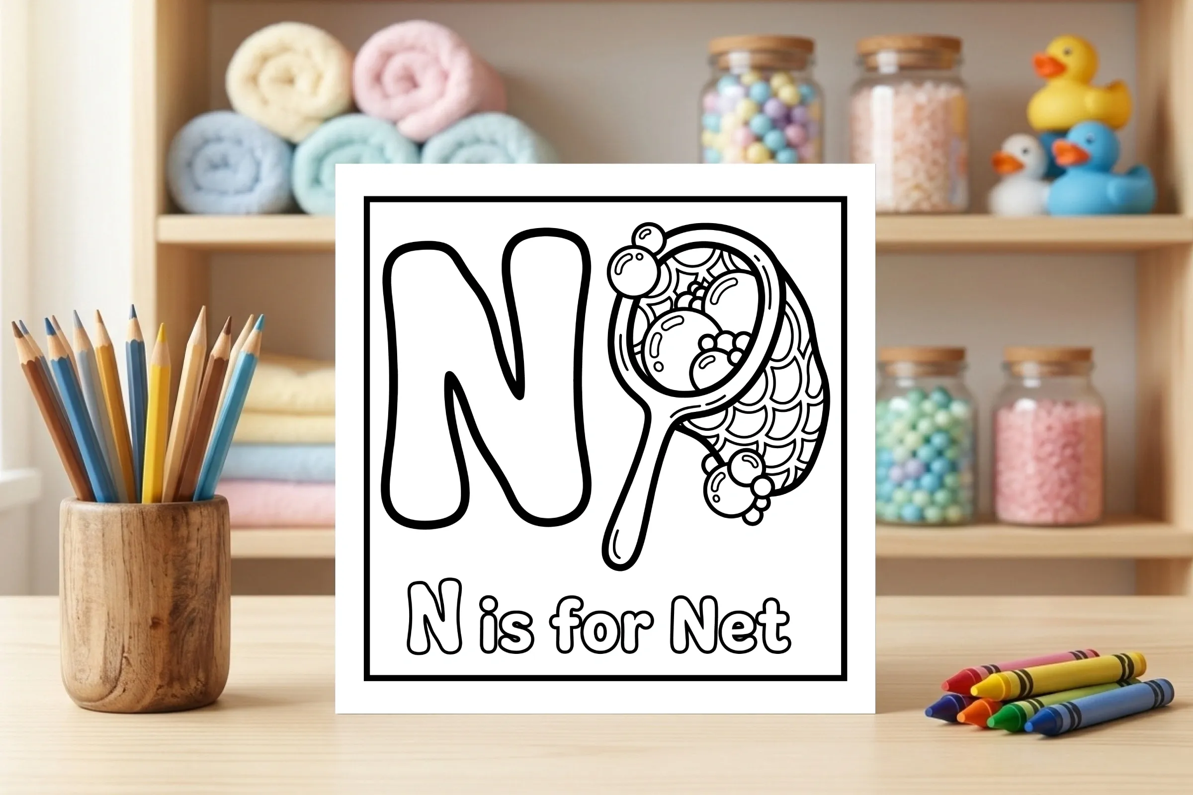 N is for Net Alphabet Coloring Page
