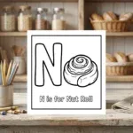 N is for Nut Roll Alphabet Coloring Page