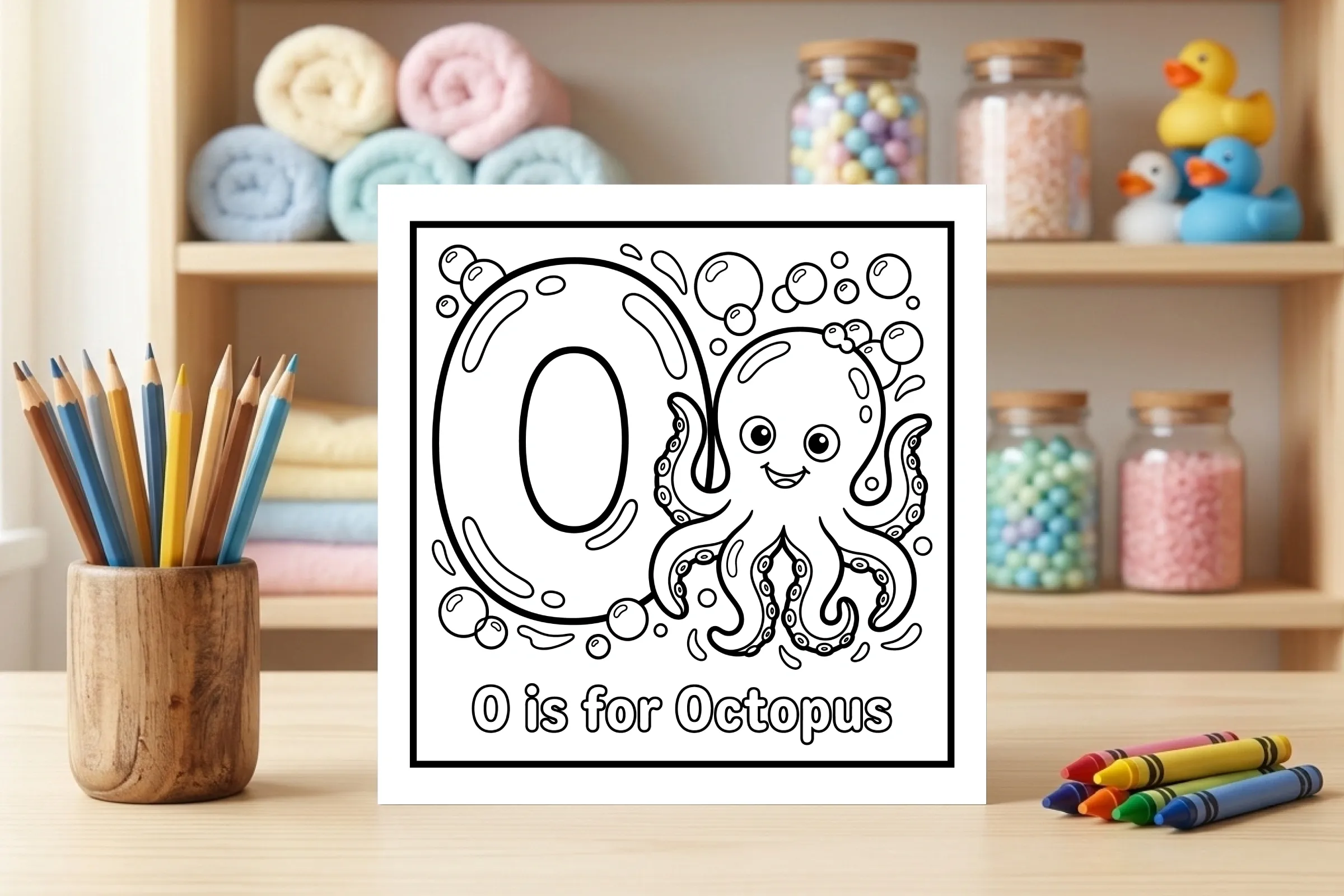 O is for Octopus Alphabet Coloring Page