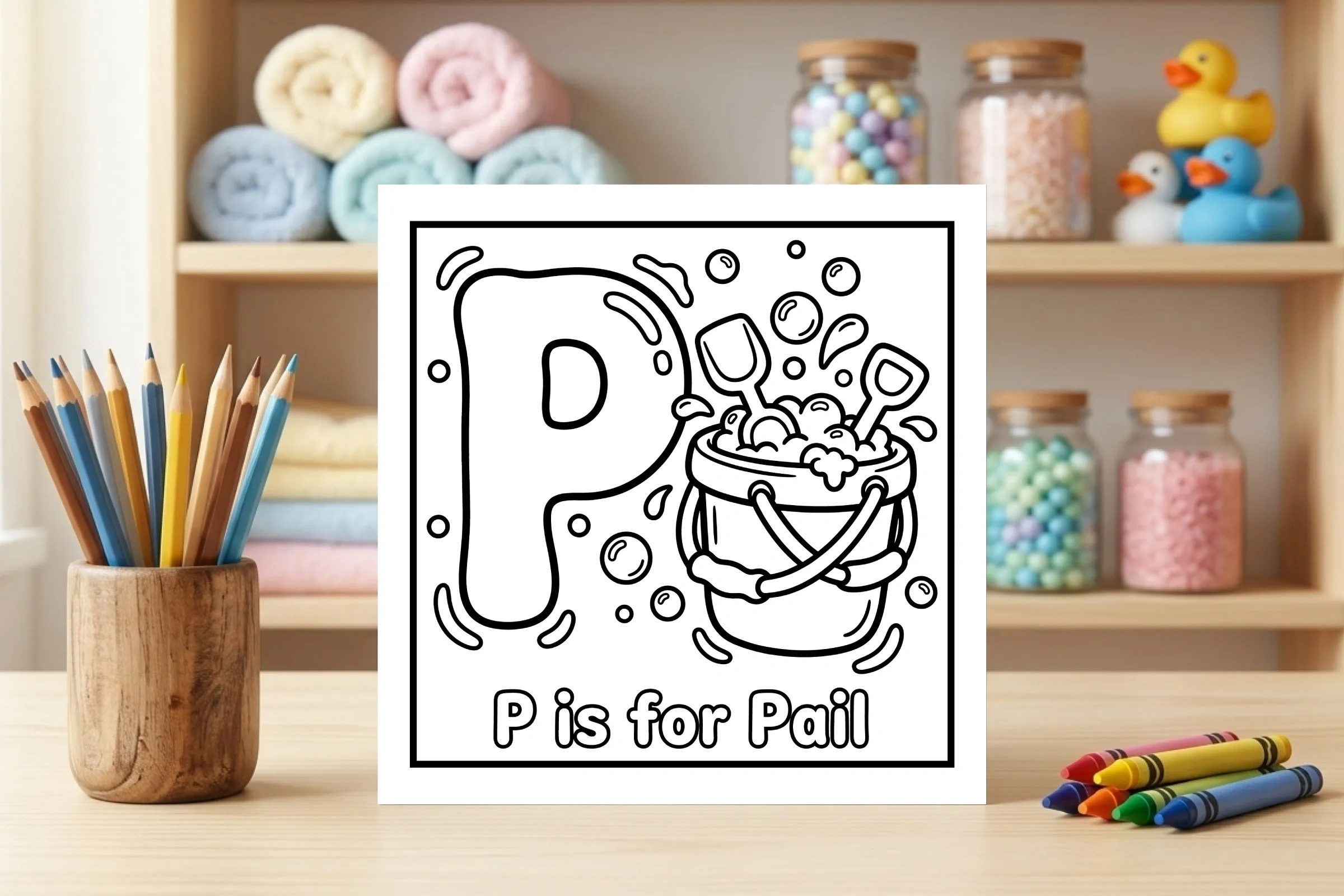 P is for Pail Alphabet Coloring Page