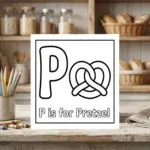 P is for Pretzel Alphabet Coloring Page