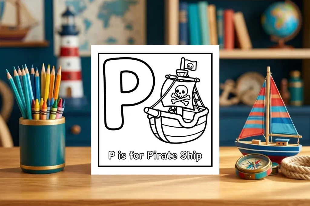 P is for Pirate Ship Adventure Worksheet