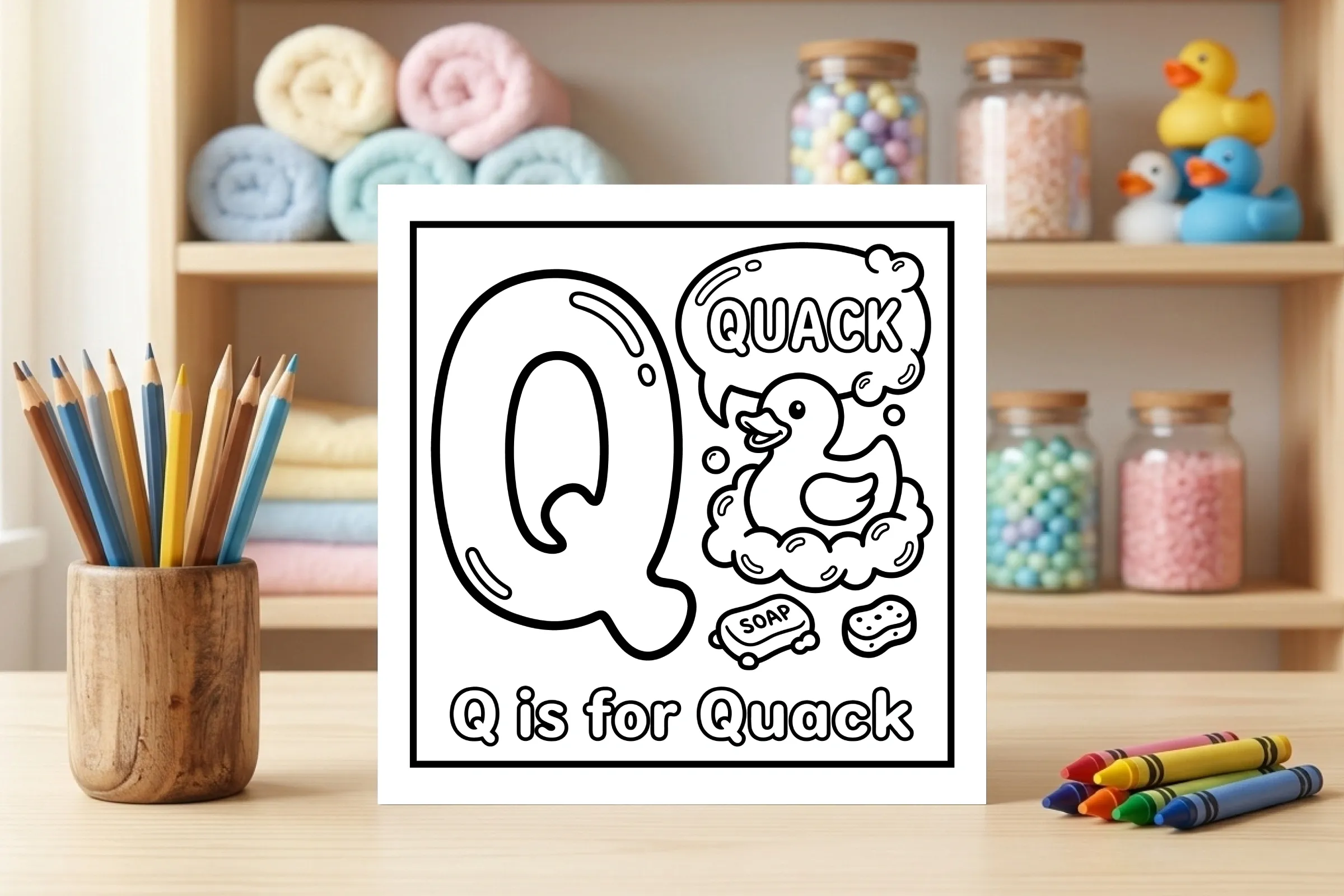 Q is for Quack Alphabet Coloring Page