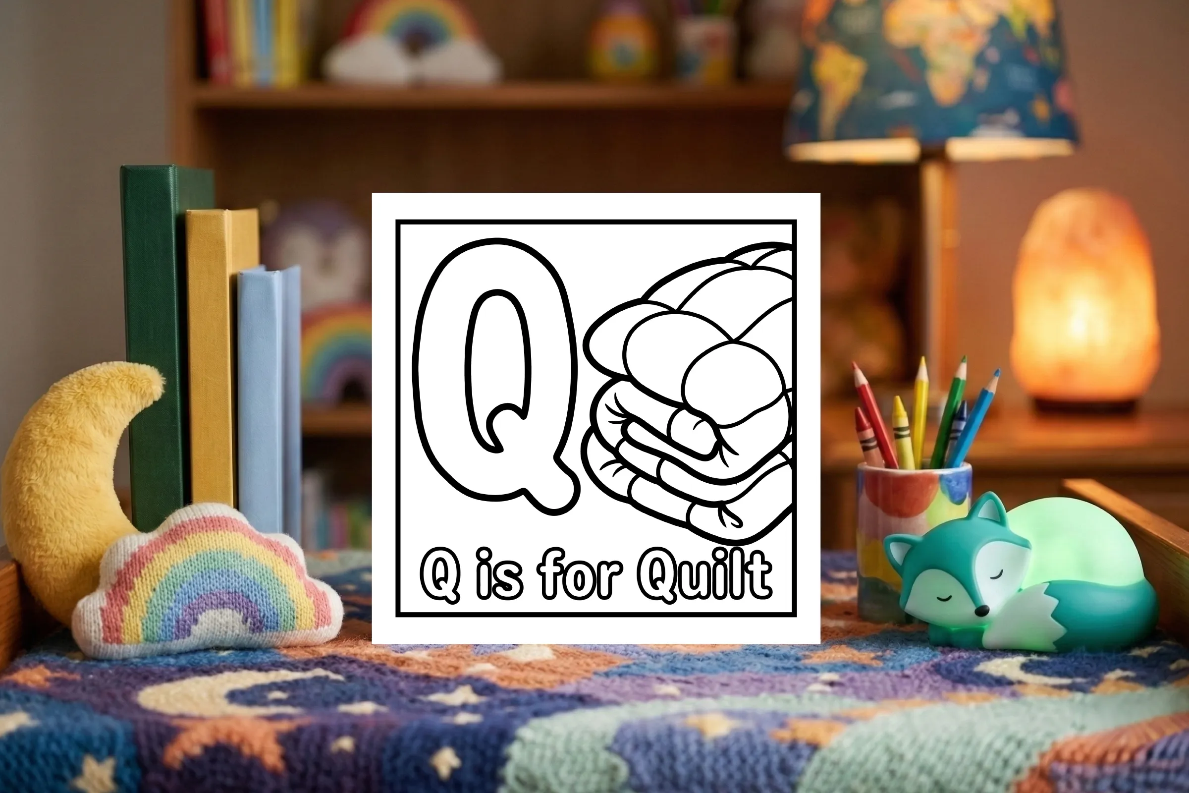 Q is for Quilt Cozy Bedtime Alphabet Sheet