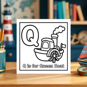 Q is for Queen Boat Steamboat Printable