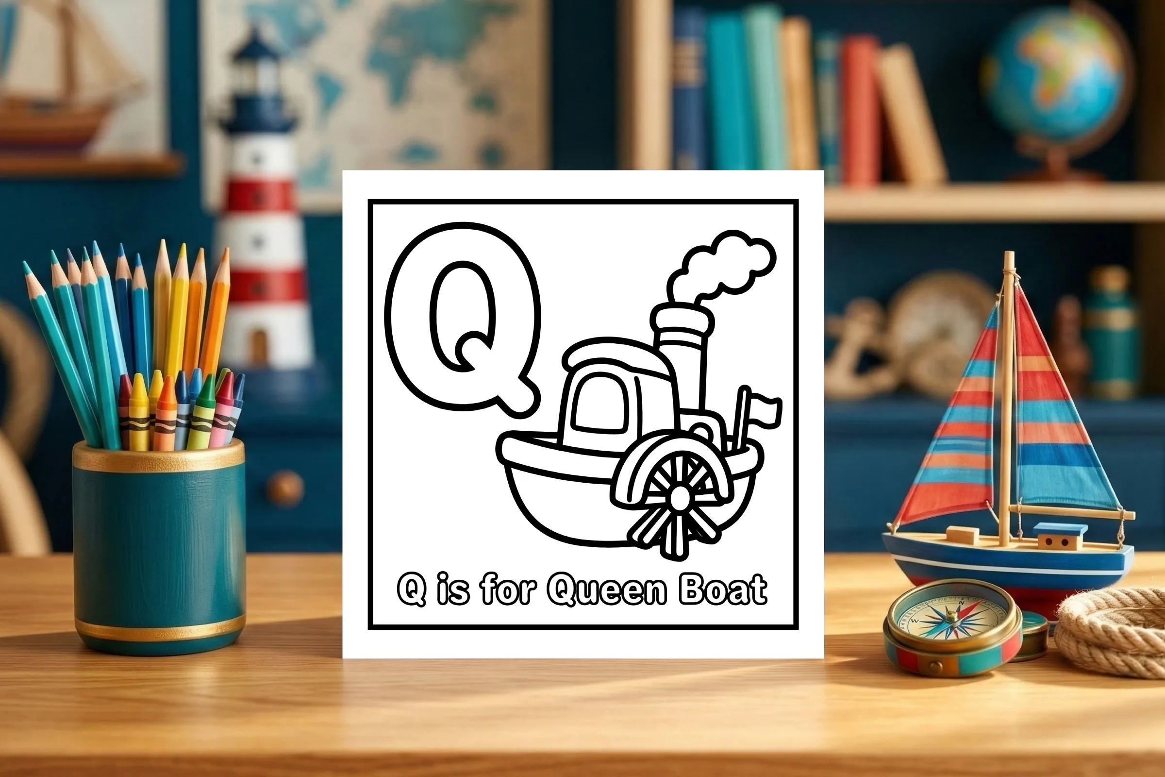 Q is for Queen Boat Steamboat Printable