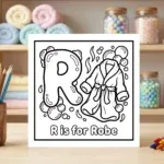 R is for Robe Alphabet Coloring Page