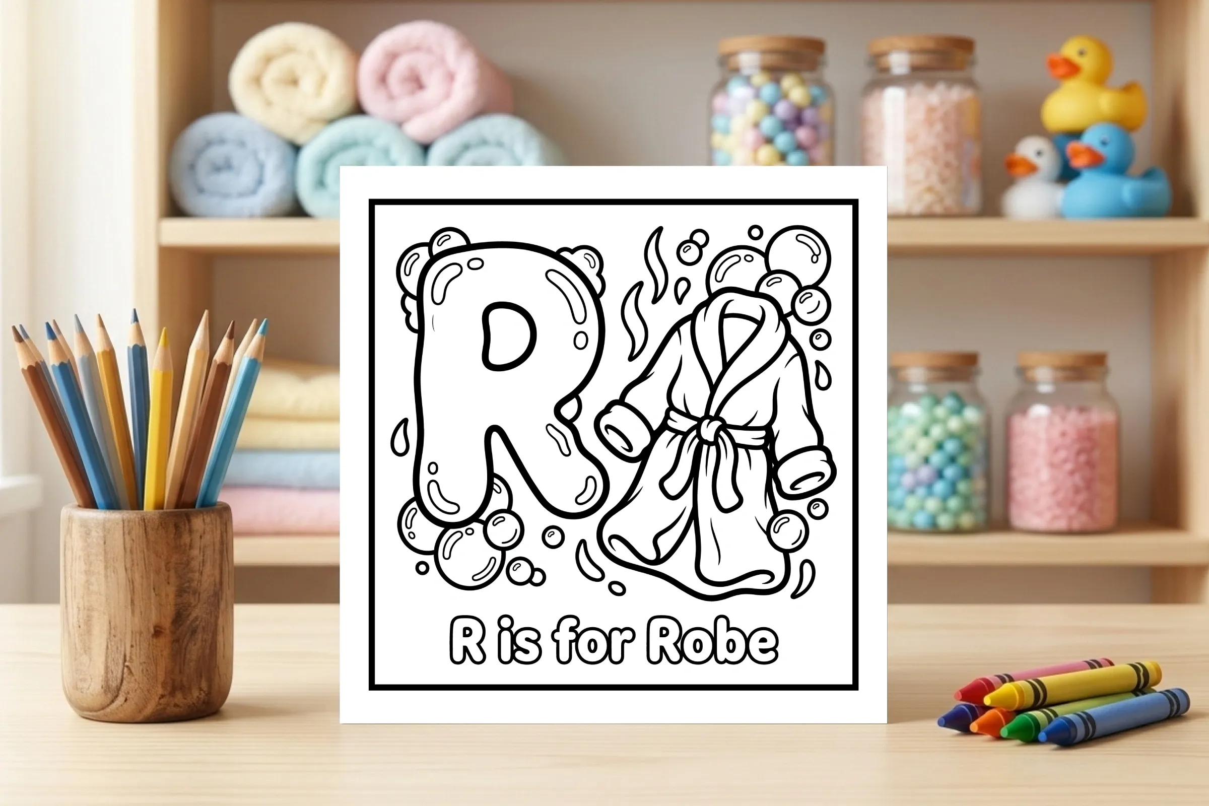 R is for Robe Alphabet Coloring Page
