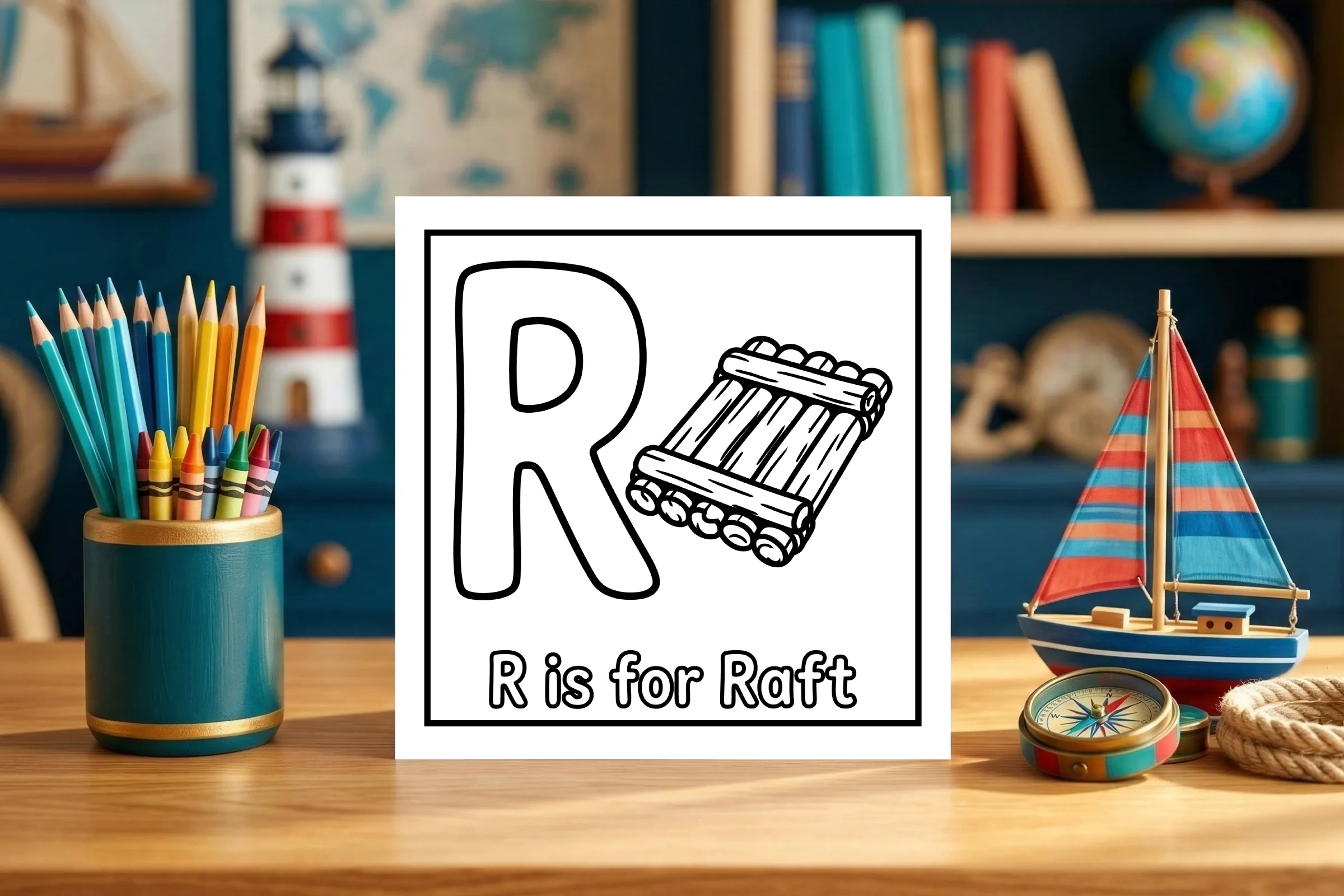 R is for Raft Wooden Floating Raft Page