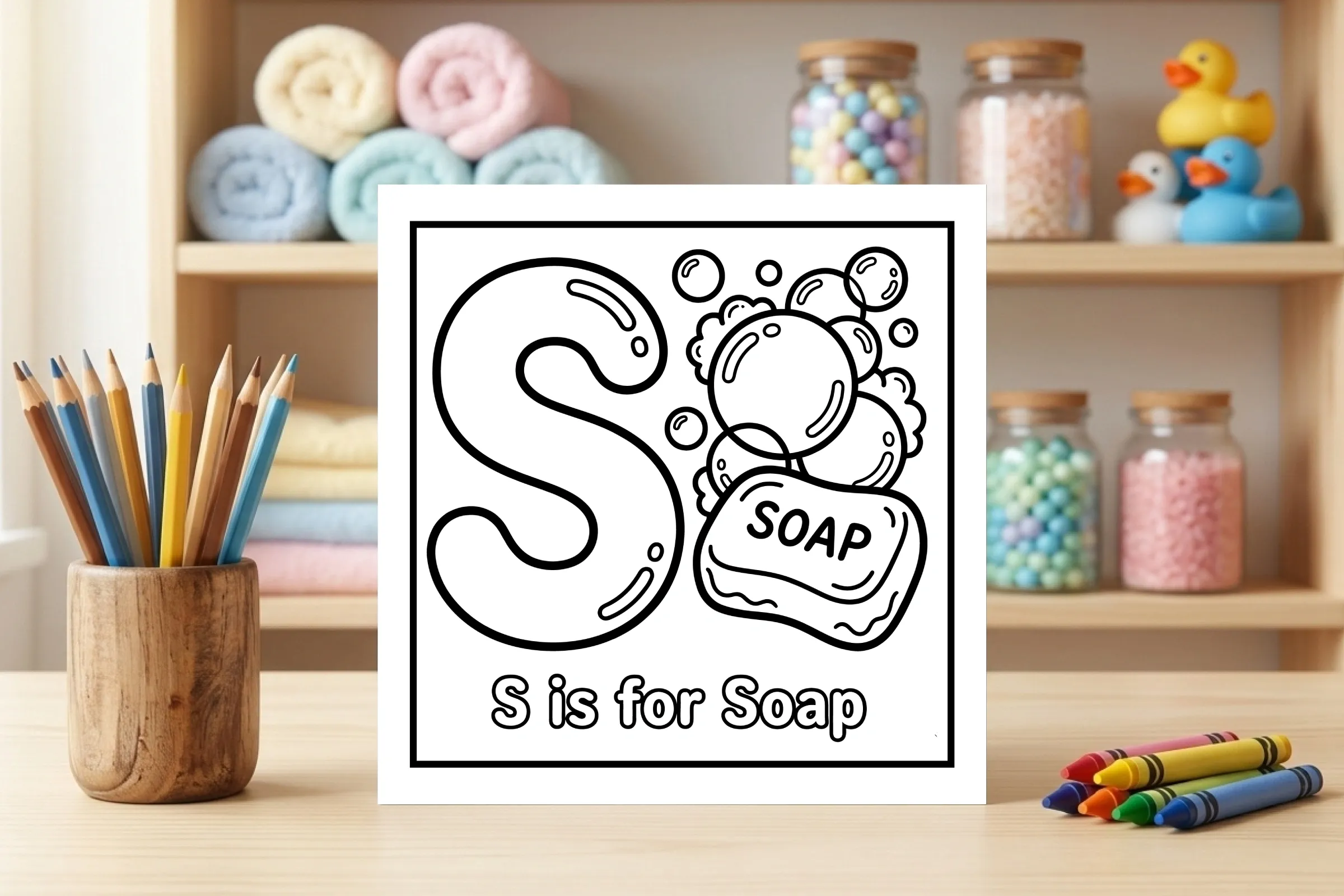 S is for Soap Alphabet Coloring Page