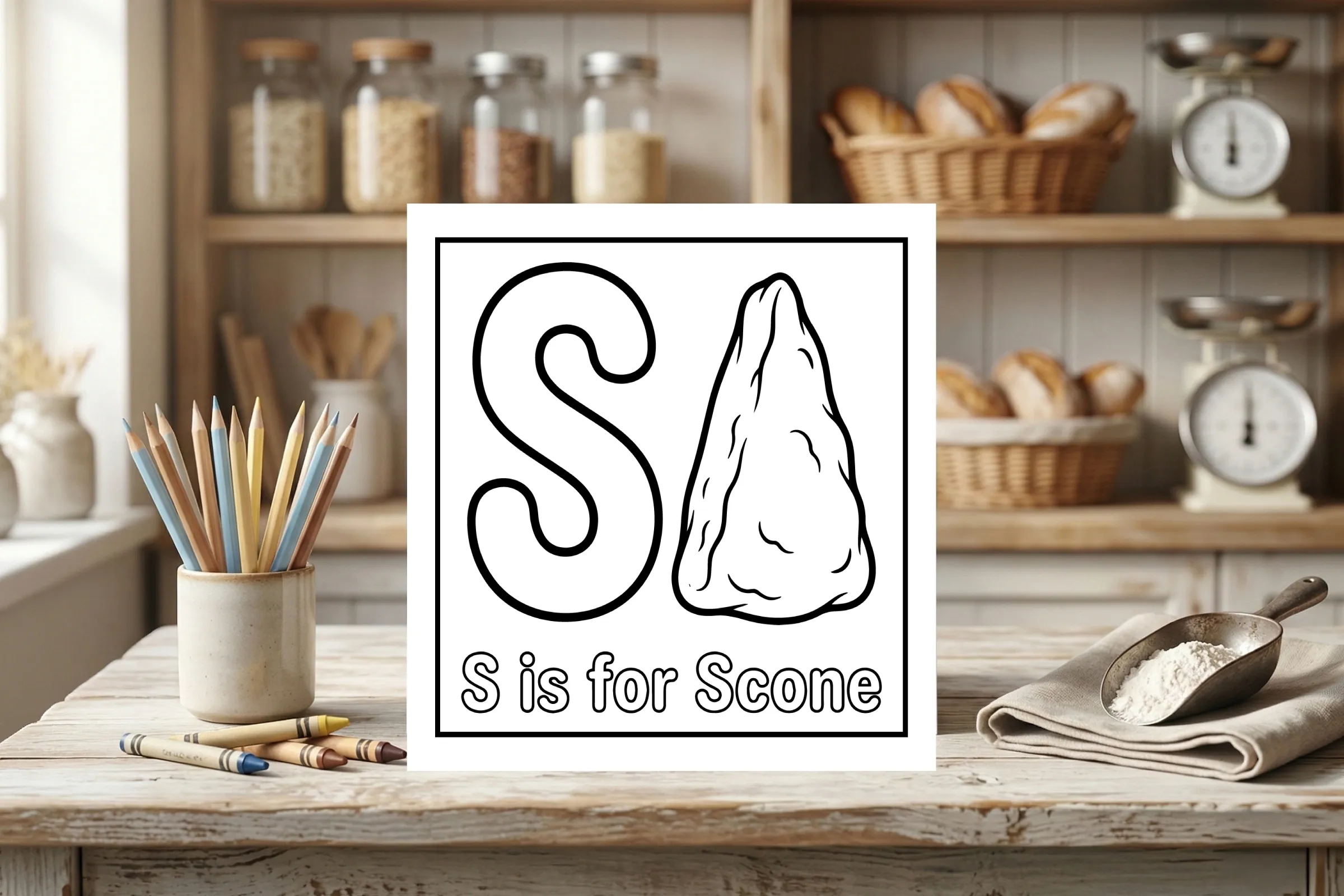 S is for Scone Alphabet Coloring Page