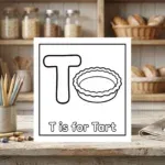 T is for Tart Alphabet Coloring Page