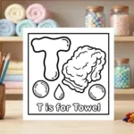 T is for Towel Alphabet Coloring Page