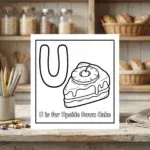 U is for Upside Down Cake Alphabet Coloring Page