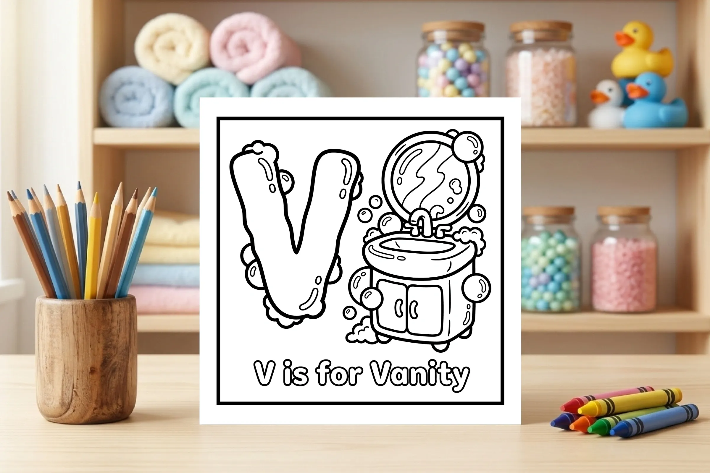 V is for Vanity Alphabet Coloring Page