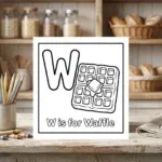 W is for Waffle Alphabet Coloring Page