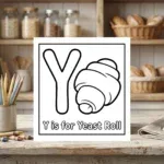 Y is for Yeast Roll Alphabet Coloring Page