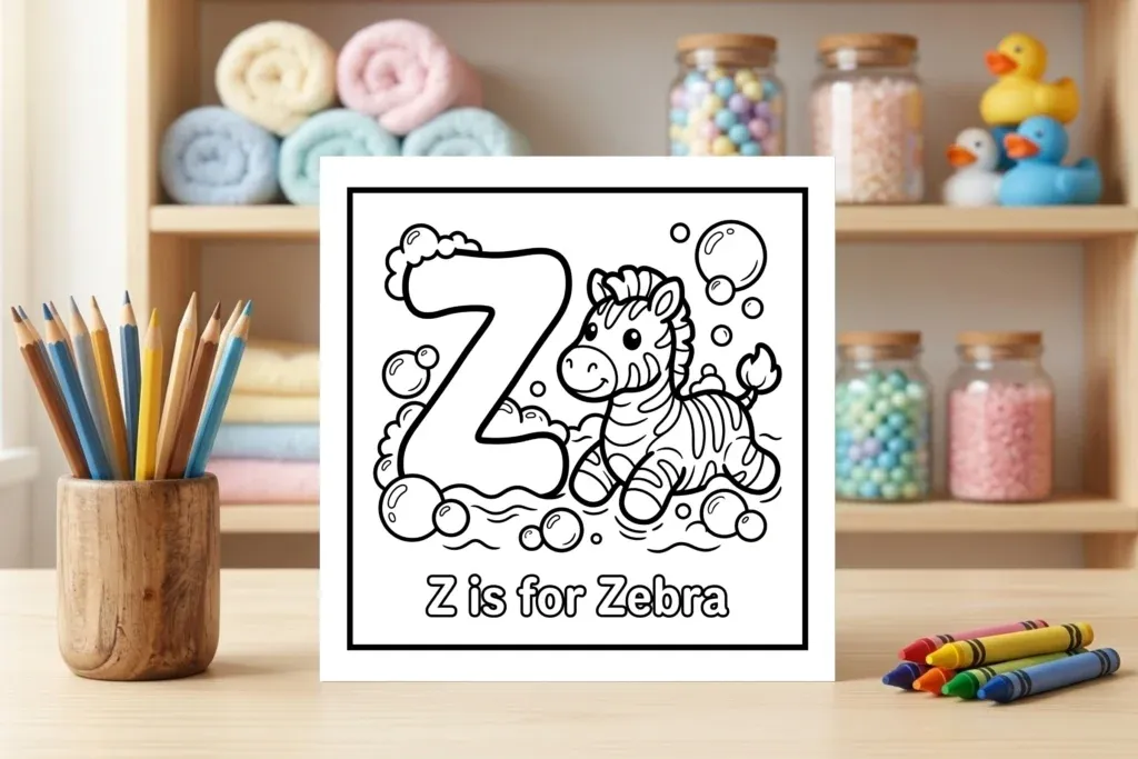 Z is for Zebra Alphabet Coloring Page