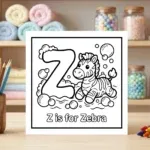 Z is for Zebra Alphabet Coloring Page
