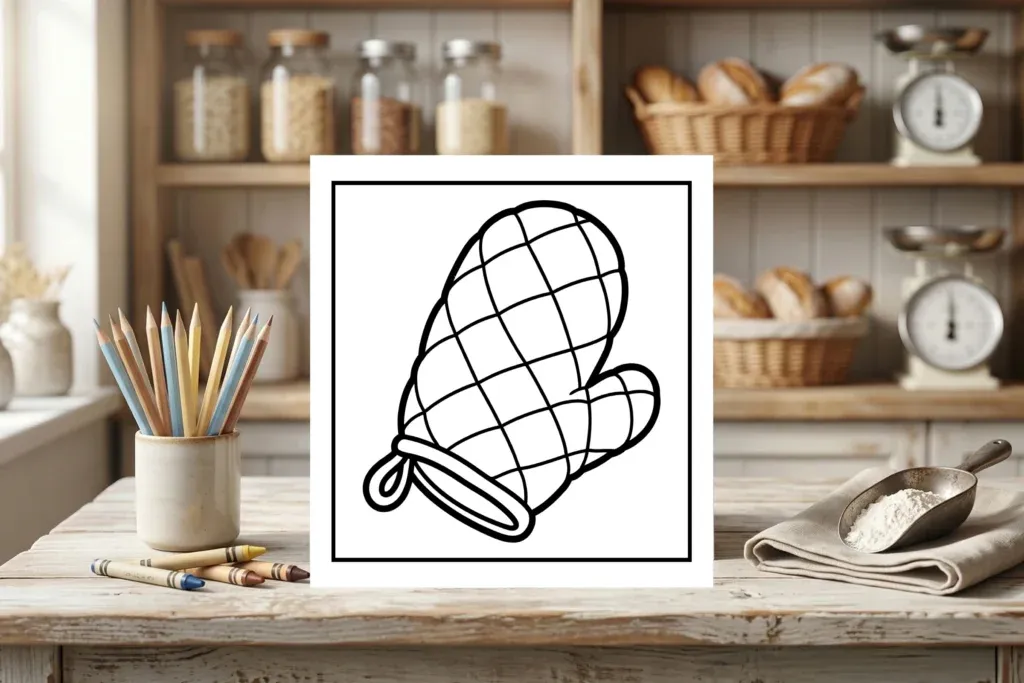 Quilted Oven Mitt Coloring Page