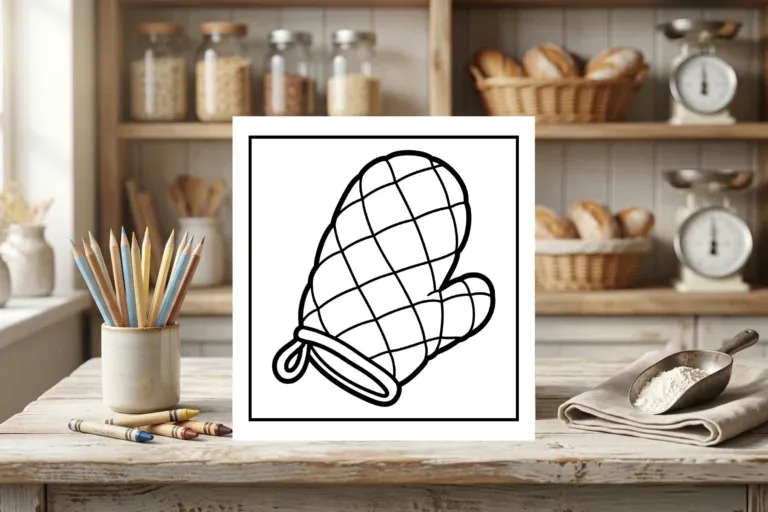 Quilted Oven Mitt Coloring Page