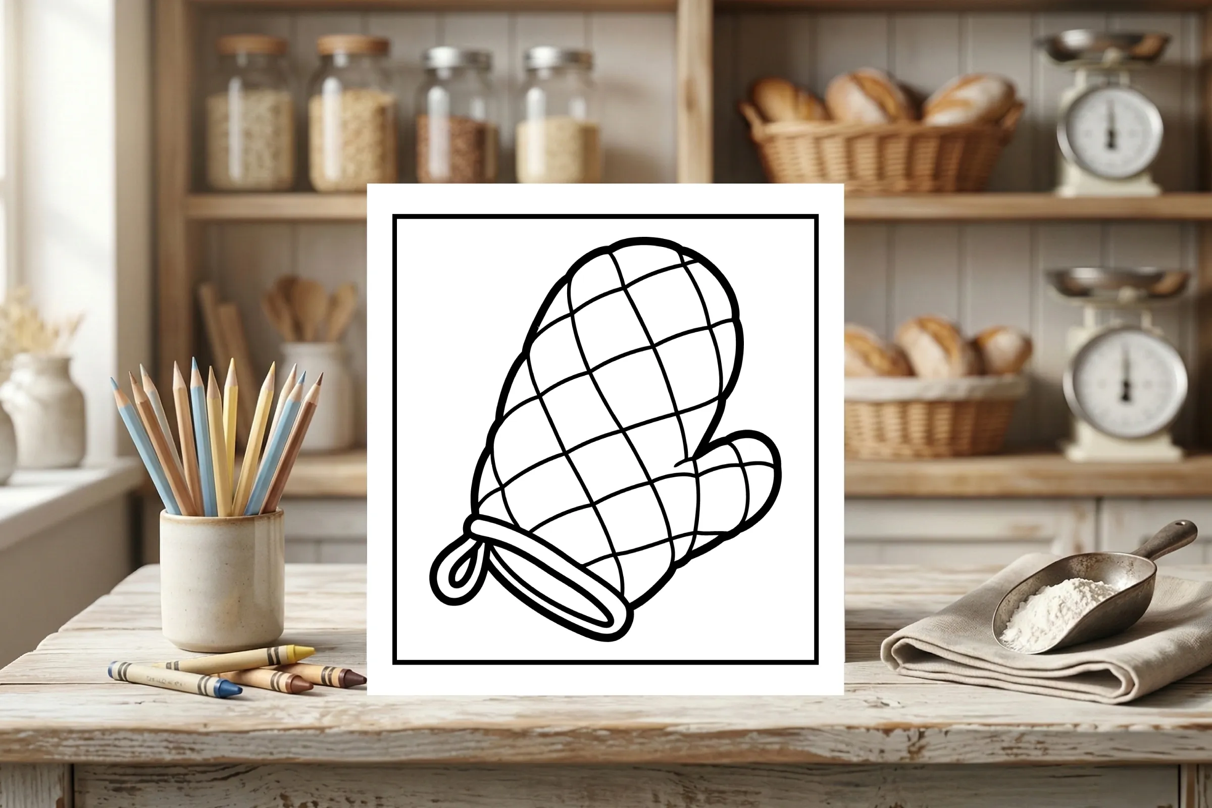 Quilted Oven Mitt Coloring Page