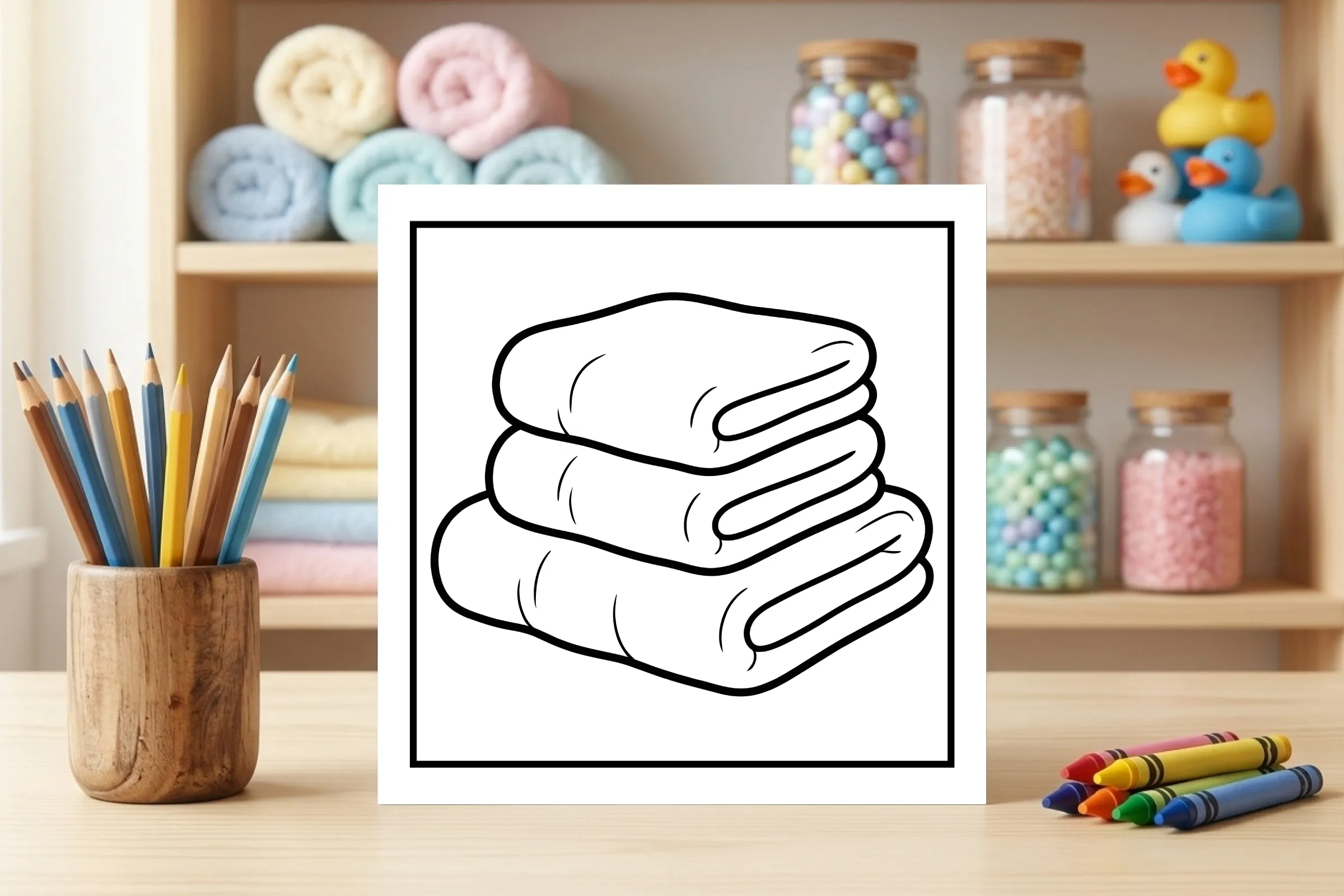 Stacked Towels Coloring Page