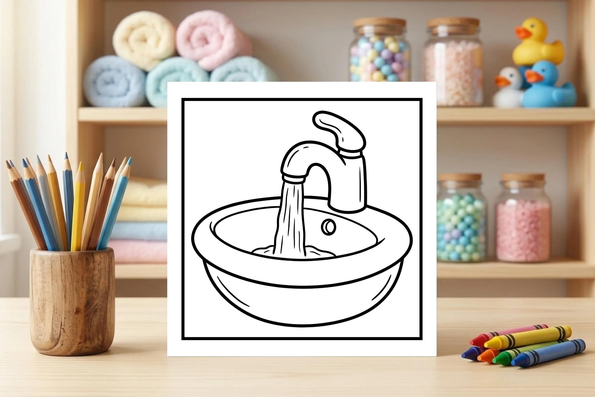 Faucet and Sink Coloring Page