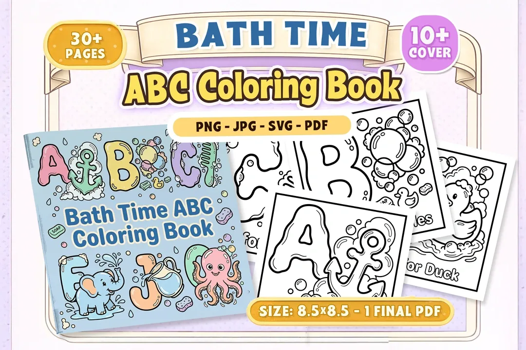 Bold Easy Bath Time ABC Coloring