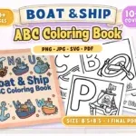 Boat and Ship ABC Coloring Book Pages
