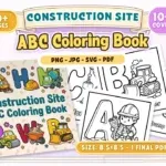 Construction Site ABC Coloring Book