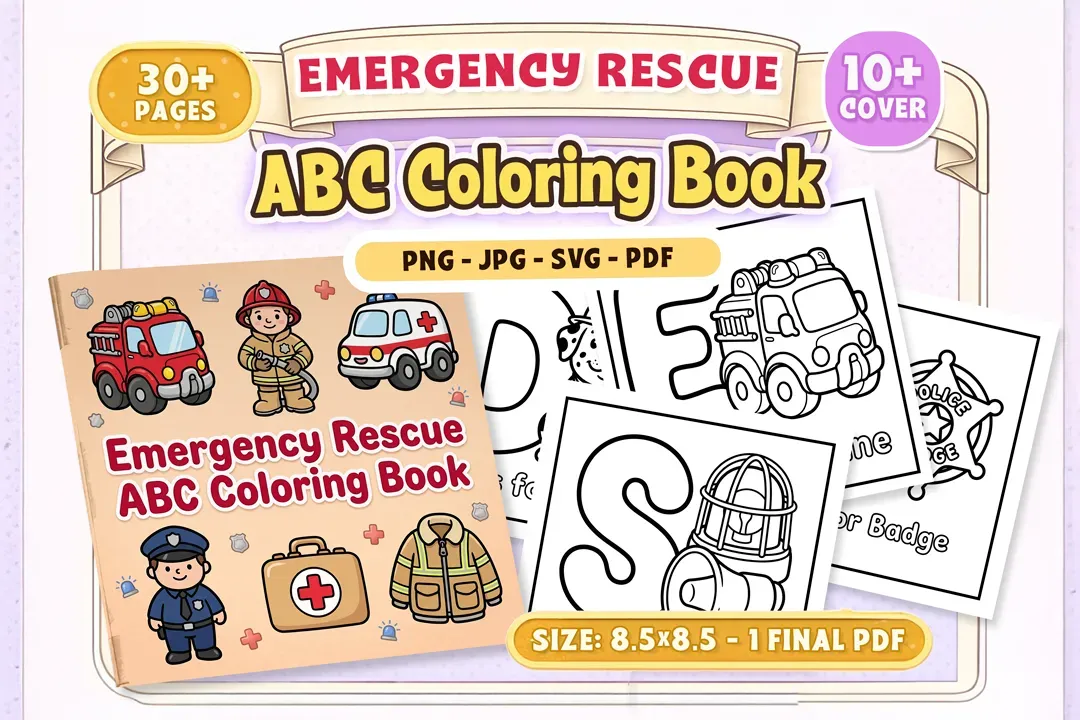 Emergency Rescue ABC Coloring Book