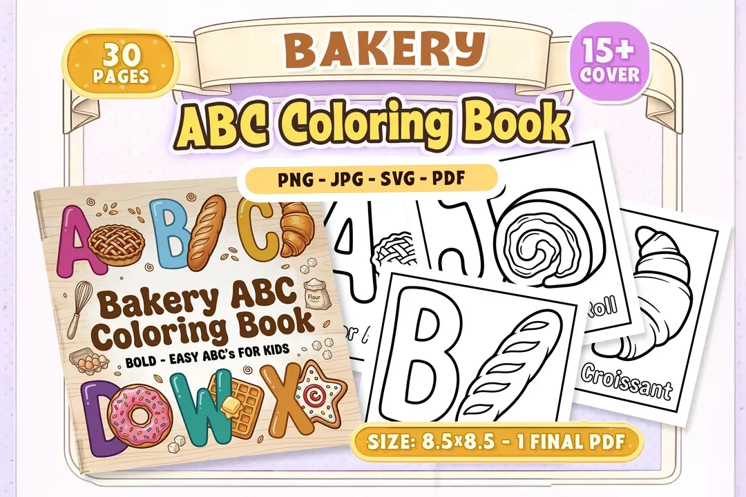 Bakery ABC Coloring Book Bundle